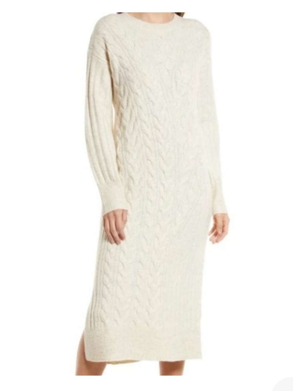 Nordstrom White Ribbed Long Sleeve Sweater Dress Cream NWOT Sz XL